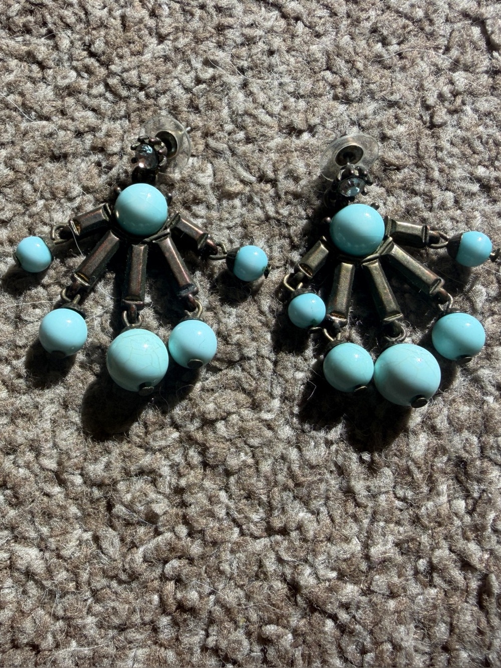 Vintage Turquoise Bead Fan Drop Earrings